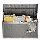 EAST OAK 100 Gallon Large Deck, Outdoor Storage Box with Padlock for Patio Furniture, Cushions, Gardening Tools, Pool Supplies, Waterproof and UV Resistant, 660lbs Weight Capacity, Grey