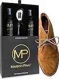 Maison Paul Coffret d'Entretien 3 en 1 pour daim, suede, nubuck et velours | nettoyant, nourrissant, imperméabilisant | kit d'entretien pour chaussure, basket, sac, vêtement