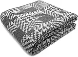 ACUSHLA Couverture Chaude en Laine mérinos - Gris Houndstooth (160 x 220 cm) - Couverture de canapé - Grand jeté de canapé - Idéal pour Le Camping en Plein air, Toutes Les Saisons