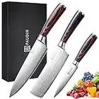 Kitchen Knife Set, PAUDIN 3PCS Professional Chef Knife Set, High Carbon Stainless Steel Kitchen Knives with Wooden Handle, Japanese Knife Set with Gift Box