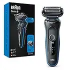 Braun Series 5, Rasoio Elettrico Barba, Accessori di Precisione inclusi, Rasatura Ottimale Ogni Giorno, Lame Flessibili, Uso a Secco o Sotto Acqua, Idea Regalo, 50-B1000s Nero e Blue