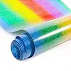 NANAPLUMS Holographic Plotterfolie Textil, Regenbogen Glitzer Streifen Flexfolie Wärmeübertragung Vinyl für DIY T-Shirt