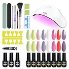 ab gel Home 11-teiliges Starter-Kit mit 36 W UV / LED-Licht-Nagellampe-6-Farbgel ohne Wischbasis und Decklack, Maniküre-Nagelwerkzeu