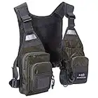 BASSDASH FV08 Gilet de pêche à la mouche ultra léger pour homme et femme Sac de poitrine portable Taille unique, vert militaire, taille unique