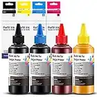 UniPlus Universal Bulk printer Ink Refills Replacement for HP Brother Canon Lexmark Ricoh Refillable Ink Cartridges and CISS Systems BK C M Y 100mL Each Color(Without Syringe), 4-Bottle