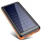 Pxwaxpy Solar Power Bank 26800mAh, Solar Charger 【Type C & Micro USB Input】 High Capacity Portable Charger Fast Charge External Battery Pack with 2 Outputs Compatible for Smartphones, Tablets and More