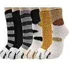 Jeasona Cat Claw Socks Fluffy Socks Women Bed Socks Fleece Fuzzy Cosy Warm Slipper Socks for Ladies Winter Multipack Gifts for Women (Cat Claw, 6)