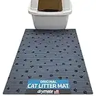 Drymate Original Cat Litter Mat, Contains Mess from Box for Cleaner Floors, Urine-Proof, Soft on Kitty Paws -Absorbent/Waterproof- Machine Washable, Durable (USA Made) (20”x28”)(GreyStripeBlackPaw)