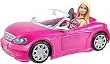 Barbie Voiture Cabriolet Rose DecapoTable avec deux Siages Noirs et Ceintures, Poupee à  Robe Graphique Incluse, Jouet pour Enfant, DJR55 Exclusivité sur Amazon