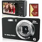 Digital Camera 4K 56MP Autofocus Digital Camera for Kids Teens Boys and Girls, Small Digital Camera 20X Digital Zoom Digital Camera for Photography - Black