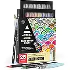 ARTEZA Real Brush Pens, 24 Watercolor Markers for Watercolor Painting, Drawing, and Calligraphy, Flexible Nylon Brush Tips, Ideal Drawing Pens for Artists, Journalists, and Beginners