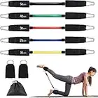 hugeneroy Ankle Resistance Bands - Ankle Tube Band with Adjustable Straps - 5 Resistance Bands with Light, Medium & Heavy Resistance Levels for Women & Men Easy Workout (Multicolor-150lbs)