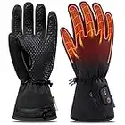 Guantes calefactables para Hombre y Mujer, para Pantalla táctil, Calentadores de Manos con batería de Iones de Litio Recargable de 7,4 V 2600 mAh para esquí (L, Fino (-10 °C/14 °F))