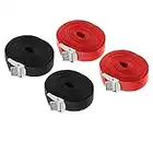 Lashing Strap SAIYU Adjustable Ratchet Tie Down Straps Heavy Duty Tension Belts Cargo Straps with Quick Release Cam for Trucks Bicycle Boat Car Luggage Strap (Red and Black, 4 Pack, 5M*25mm)