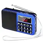 PRUNUS J-429SW Tragbares Radio klein FM/AM(MW)/SW,Große Gummierte Knöpfe&Display Digital Radio für Senioren,Kleines Radio mit AUX/SD/TF/MP3 Lautsprecher,Batteriebetrieben.(Blau)