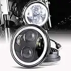 MIRTHBUY 5.75 Zoll LED Motorrad Scheinwerfer Frontscheinwerfer Angel Eye weißer für Harley-Davidson-Wasserdichter Jeep