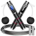 Gritin Springseil, Gewichtetes Speed Rope mit Zähler, Schnurloses Springseil mit Hautfreundlichen Schaum Griffe, Länge Einstellbar Springseil für Fitness & Seilspringen, Ideal für Kinder & Erwachsene