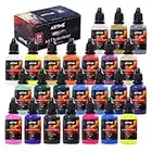 ARTME Airbrush Paint, 24 Colors Airbrush Paint Set Include Metallic and Neon Colors, Opaque & Water Based Acrylic Airbrush Paint, Leather & Shoe Airbrush Paint Kit for Artists, Beginners, and Students