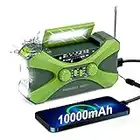 Radio Solar 10000 mAh, Radio de Emergencia con Manivela FM/Am/WB Radio Portátil con Linterna LED, Lampara de Lectura,Alarma SOS para Camping, Viajes, Al Aire Libre