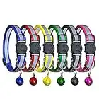 PACCOMFET FUNPET 6 Pcs Breakaway Cat Collar with Reflective Nylon Strip and Bell, Safe and Durable