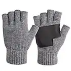 MAYLISACC Guantes Sin Dedos de Punto con Agarre de Piel de Oveja, Guantes Medio Dedo Abrigados de Invierno Hombre para Conducir y Enviar Mensajes de Texto