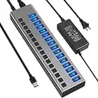 Powered USB Hub - 16 Ports 90W USB 3.0 Data Hub - mit Individuellen EIN-/Ausschaltern und 12V/7.5A Netzteil USB Hub 3.0 Splitter für Laptop, PC, Computer, Mobile HDD, Flash Drive und Mehr