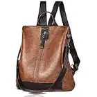 Women Backpack Waterproof Anti-theft Lightweight PU Leather Fashion Purse Shoulder Bag Travel Backpack Ladies (Brown)