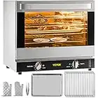 VEVOR Commercial Convection Oven, 66L/60Qt, Half-Size Conventional Oven Countertop, 1800W 4-Tier Toaster w/Front Glass Door, Electric Baking Oven w/Trays Wire Racks Clip Gloves, 120V