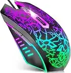 VersionTech Gaming Mouse, 4 DPI Settings Up to 3600 DPI, Light Up RGB Ergonomic Optical Gaming Mice for Laptop/mac, Computer Wired USB Mouse, 7 Colors LED Backlight, 6 Programmable Buttons-Black