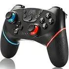 SPGOOD Manette, Manette sans Fil pour Nintendo Switch/Switch Lite/Switch OLED One Key Wake Up/Turbo Adjustable/6 Axis Gyro Sensor/Vibration/Rechargeable/Captures d'écran pour Manette Switch Pro