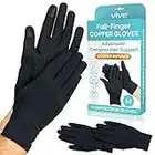 Vive Copper Arthritis Gloves - Full Hand Compression Touchscreen Finger - For Carpal Tunnel, Rheumatoid, Joint Pain, Infammation - Flexible Wrist and Thumb Pressure Relief for Typing - For Men, Women