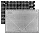 Headley Tools 12 x 18 Inch Self Healing Cutting Mat, Durable Rotary Cutting Mat Double Sided 5-Ply Gridded A3 Cutting Board for Craft, Fabric, Quilting, Sewing, Scrapbooking Project, Grey/Black