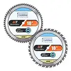 Luckyway 2-Pack 10 Inch Miter/Table Saw Blades 32T&60T with 5/8 Inch Arbor TCT Circular Saw Blade for Cutting Wood