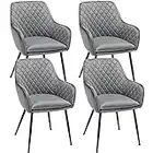 Yaheetech Set of 4 Grey Velvet Dining Chairs Modern Accent Chair Fabric Armchair with Sturdy Legs for Home Dining/Living Room