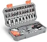 Amazon Brand - Umi Coffret de Douilles 1/4" 58 Pièces, Ensemble d'Outils de Mécanique avec Clé à Cliquet de 72 Dents, Cardan, Barre d'Extension et Barre Coulissante