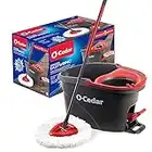 O-Cedar EasyWring Microfiber Spin Mop, Bucket Floor Cleaning System, Red, Gray