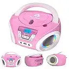 KLIM Candy BAMBINI Stereo per bambini NUOVO 2023 + Radio FM + Batterie incluse + Lettore CD Rosa con altoparlanti e Radio + Regalo Perfetto per Bambini e Bambine