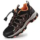 UOVO Boys Trainers Kids Walking Shoes Low-Top Sneakers Children Waterproof Trekking Hiking Footwear Running Shoes Black Orange Size 11.5 UK