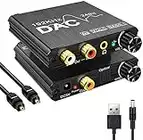 UNSTINCER 192kHz DAC Converter with Bass Adjustable and Volume Control, Digital Optical(Spdif Toslink) Coaxial to Analogue L/R RCA 3.5mm Jack, Multi Adapter for Headphone Speaker TV Phono Amplifier