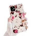 Coque iPhone 11, Coque iPhone 11 Pro Housse de Protection Case Élégant Bling Mode Chic Fleurs Feuilles Peintes Bumper TPU Silicone Case Cover Anti-Rayures Housse Étui pour Apple iPhone 11 Pro Max