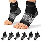 Plantar Fasciitis Sock (6 Pairs) for Men and Women, Compression Foot Sleeves with Arch and Ankle Support (Black, Large)