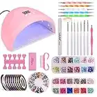 Czemo Kit Uñas Semipermanentes, Pinceles para Uñas, Kit de Accesorios Decoración Uñas Nail Art Lámpara LED UV 36W Kit Uñas de Gel Completo, Kit de Inicio de Manicura, Arte de Uña para Chicas y Mujeres