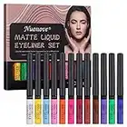 Lápiz Delineador Líquido Mate Eyeliner Waterproof, Delineador de Ojos Waterproof, Delineador de Ojos de Color, Colorido Liquid Eyeliner Pen para Cosplay, 12 colores