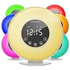 hOmeLabs Sunrise Alarm Clock - Digital LED Clock with 6 Color Switch and FM Radio for Bedrooms - Multiple Nature Sounds Sunset Simulation & Touch Control - with Snooze Function for Heavy Sleepers