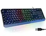 KLIM Chroma Clavier Gamer AZERTY FR - Nouveauté 2023 - Silencieux USB - Clavier Filaire Rétroéclairé LED - PC Gaming PS4 PS5 Mac - Noir