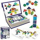 MAGDUM Tangram Kinder - 83 Stück geometrische Formen Magnete - 44 Stück lernkarten Kinder - Magnet Spielzeug Kinder - Montessori Spielzeug - Magnetspiel - Tangram magnetisch - Magnetspiele für Kinder