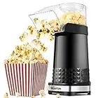 Macchina popcorn 1200 W aria calda popcorn Maker, macchina popcorn automatica per popcorn ad aria calda per casa, con misurino e coperchio rimovibile nero