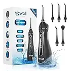 Water Dental Flosser Cordless for Teeth - Nicwell 4 Modes Dental Oral Irrigator, Portable and Rechargeable IPX7 Waterproof Powerful Battery Life Water Teeth Cleaner Picks for Home Travel Black