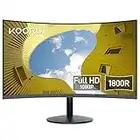 KOORUI Monitor 23.6 Pollici Curvo (1800R) , Full HD (1920x1080), VA, 60 Hz, 5 ms, HDMI, VGA, Gaming Monitor, Eye Saver Mode, Flicker Safe, Nero, 24N5C