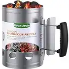 BEAU JARDIN Charcoal Chimney Starter 11"X7" for Charcoal Grill Fire Starter Barbecue BBQ Galvanized Steel Chimney Lighter Quick Rapid for Grilling Camping Outdoor Cooking Tools Accessories BBQ0081